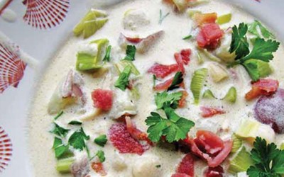 Clam Chowder with Bacon Bits