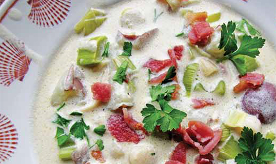 Clam Chowder with Bacon Bits